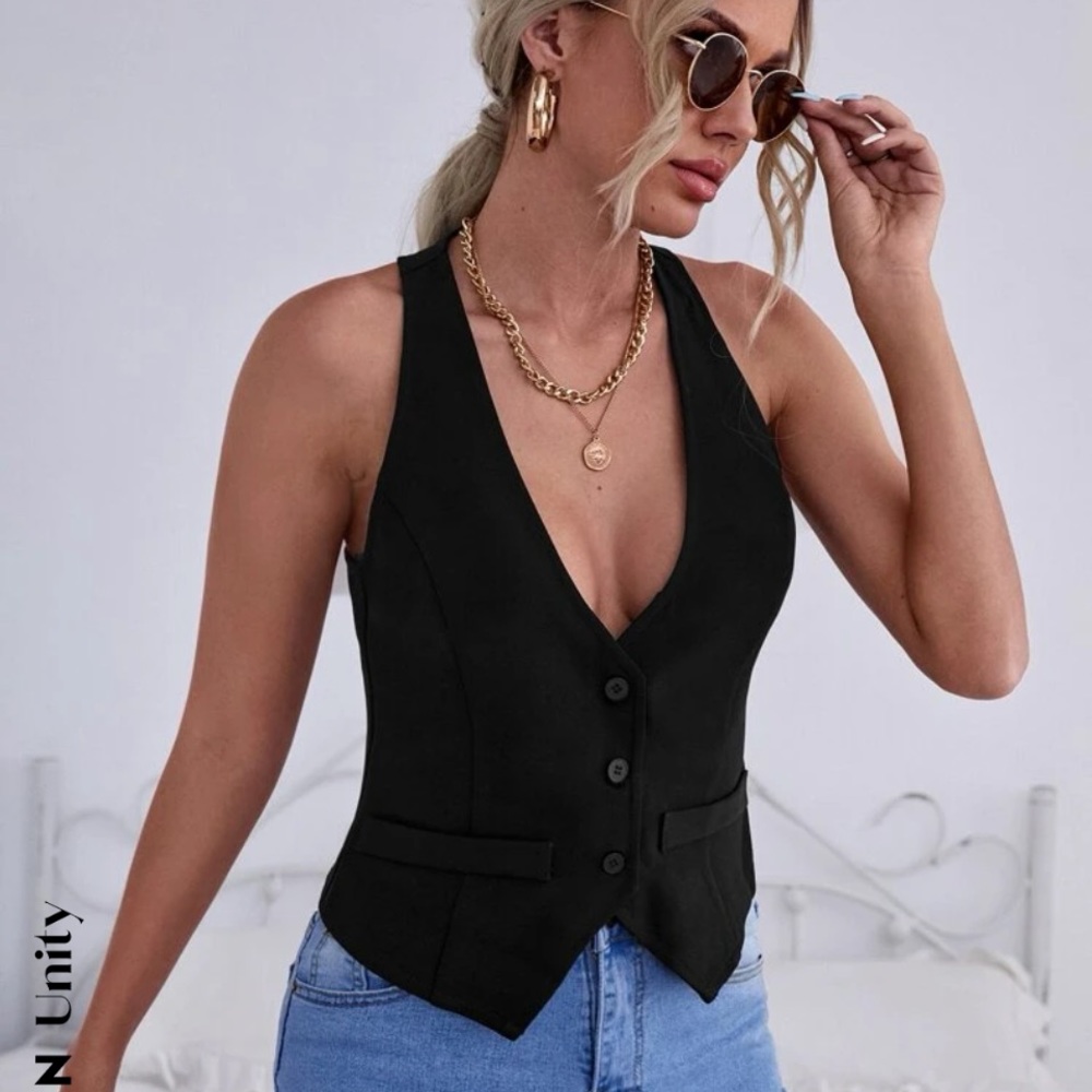 Solid Pointed Hem Waistcoat
